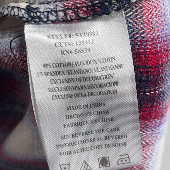 Kut From The Cloth Flannel Shirt Women Medium Plaid Button Down Roll Up Sleeve - Picture 10 of 12